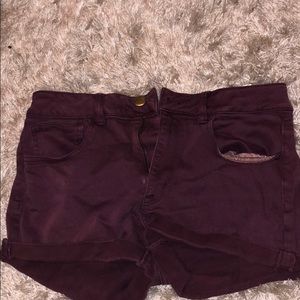 American Eagle Maroon High Waisted Shorts